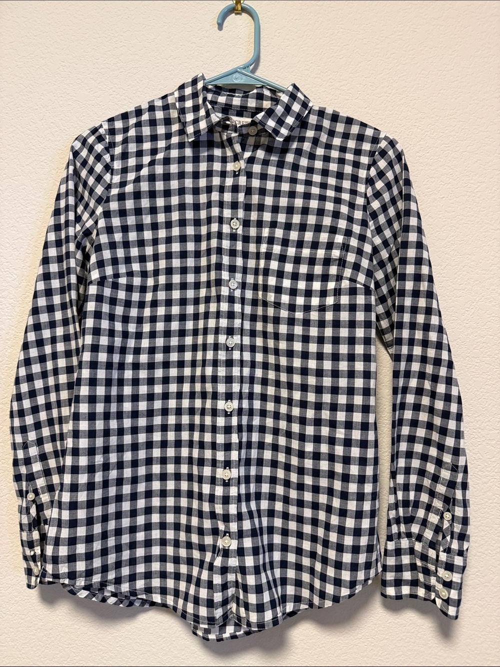 J. Crew Navy & White Gingham Button-Down Shirt